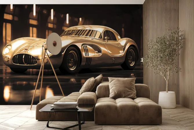 Fototapeta: Zabytkowy samochód w blasku światła