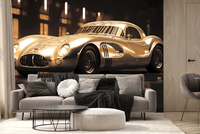 Fototapeta: Zabytkowy samochód w blasku światła