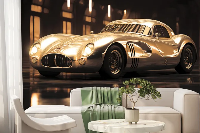 Fototapeta: Zabytkowy samochód w blasku światła