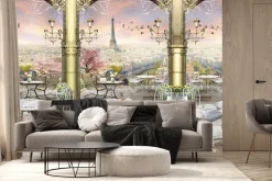 Fototapeta: Zabytkowy taras z widokiem na paryż