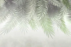 Fototapeta: Zamglone liście palm na ścianie