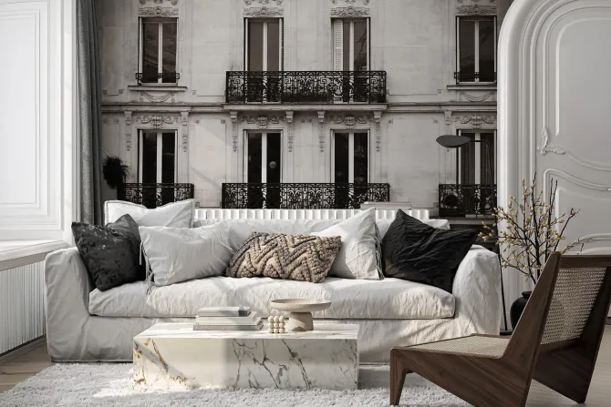 Fototapeta: Zdjęcie starej kamienicy z balkonami