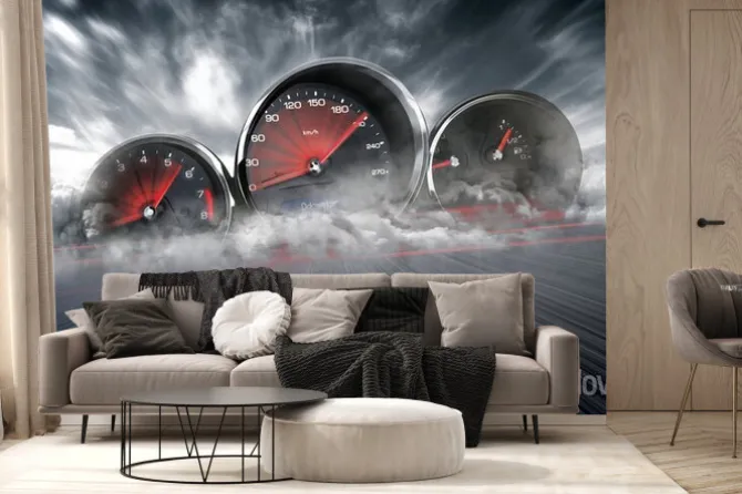 Fototapeta: Zegary samochodowe na szybkiej drodze