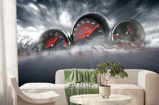 Fototapeta: Zegary samochodowe na szybkiej drodze