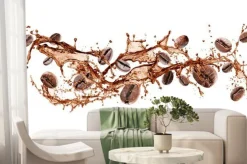 Fototapeta: Ziarna kawy w rozpryskującej się kawie