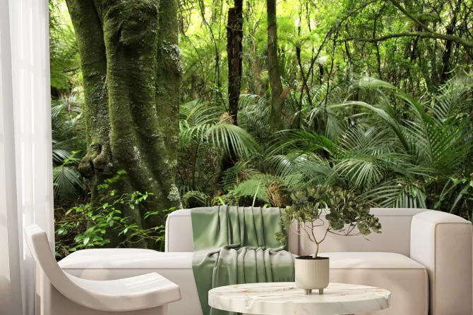 Fototapeta: Zielona roślinność w tropikalnym lesie krajobraz