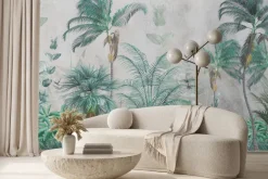 Fototapeta: Zielona roślinność dżungli na betonie