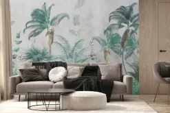Fototapeta: Zielona roślinność dżungli na betonie