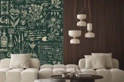 Fototapeta: Zielona tablica z botanicznymi notatkami