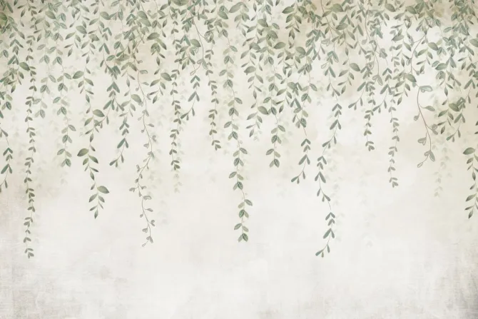 Fototapeta: Zielone liście gałęzie zwisające z góry styl vintage