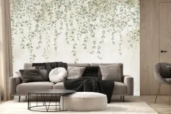 Fototapeta: Zielone liście gałęzie zwisające z góry styl vintage