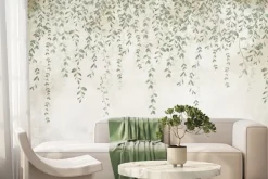 Fototapeta: Zielone liście gałęzie zwisające z góry styl vintage