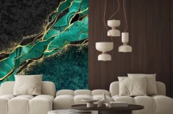 Fototapeta: Zielono czarny marmur z akcentami złota