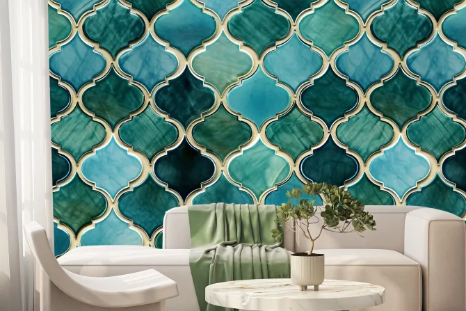 Fototapeta: Zielono-turkusowy marokański wzór