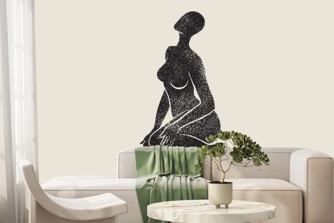 Fototapeta: Zmysłowy rysunek kobiety w czerni