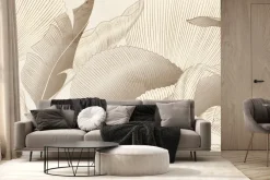 Fototapeta: Złociste liście tropikalne w stylu glamour