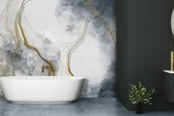 Fototapeta: Złote linie na abstrakcyjnym marmurowym tle teksturowanym