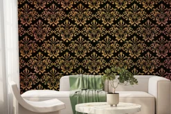 Fototapeta: Złoty ornamentowy wzór w brązowej scenerii