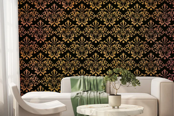 Fototapeta: Złoty ornamentowy wzór w brązowej scenerii