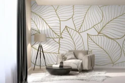 Fototapeta: Złoty szkic liści na białym tle