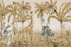 Fototapeta: Zwierzęta dżungli wśród drzew palm