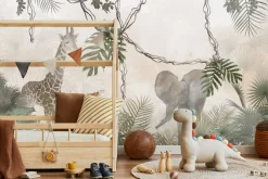 Fototapeta: Zwierzęta safari słoń i żyrafa w dżungli