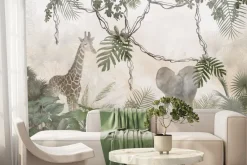 Fototapeta: Zwierzęta safari słoń i żyrafa w dżungli