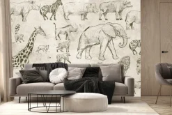 Fototapeta: Zwierzęta safari na batonowym tle