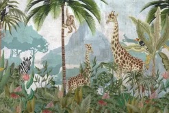 Fototapeta: Zwierzęta w tropikalnej dżungli z egzotycznymi roślinami