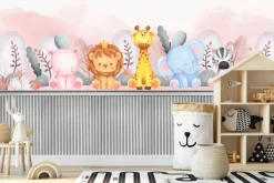 Fototapeta: Zwierzęta wśród roślinności nad deskami