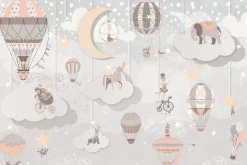 Fototapeta: Zwierzątka i baloniki w bajkowym świecie cyrku