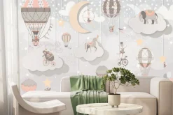 Fototapeta: Zwierzątka i baloniki w bajkowym świecie cyrku