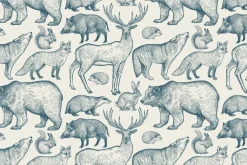 Fototapeta: Zwierzątka leśne wzór w stylu retro