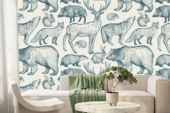 Fototapeta: Zwierzątka leśne wzór w stylu retro