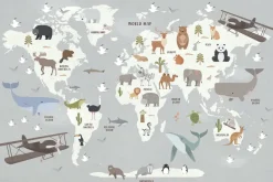 Fototapeta: Zwierzątka na mapie świata dla dzieci
