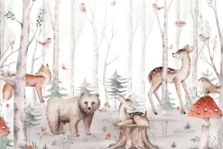 Fototapeta: Zwierzątka w akwarelowym lesie