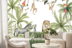 Fototapeta: Zwierzątka w dżungli tropikalne drzewa krajobraz