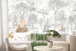 Fototapeta: Zwierzątka w lesie ilustracja w bajkowym stylu