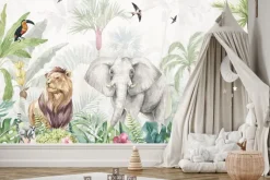 Fototapeta: Zwierzątka wśród tropikalnych roślin w dżungli