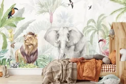 Fototapeta: Zwierzątka wśród tropikalnych roślin w dżungli