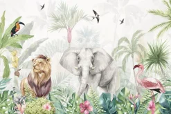 Fototapeta: Zwierzątka wśród tropikalnych roślin w dżungli