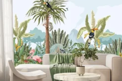 Fototapeta: Zwięrzęta w dżungli wśród tropikalnych roślin