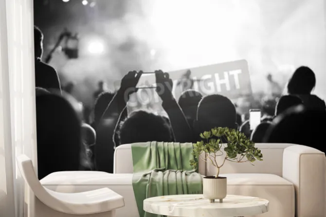 Fototapeta: Zwolennicy nagrywania na koncercie, czarne i białe, hałas