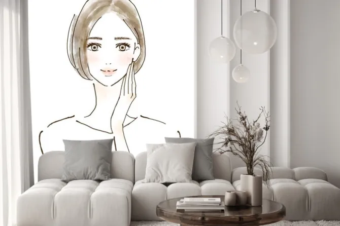 Naklejka: 女性 イラスト 幸せ 美容 健康的 スキンケア 美魔女