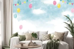 Naklejka: イベント背景 水彩イラスト 風船と空