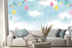 Naklejka: イベント背景　水彩イラスト　風船と空
