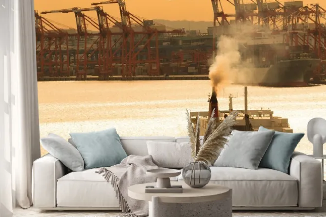 Naklejka: 出航 す る 貨物 船