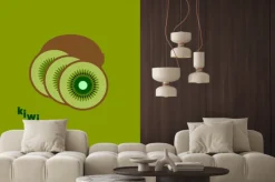 Naklejka: Разрезанный киви на зеленом фоне