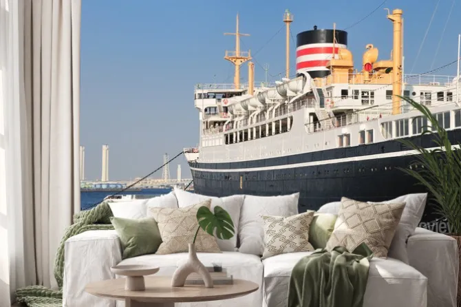 Naklejka: 横 浜 港 の 氷川 丸