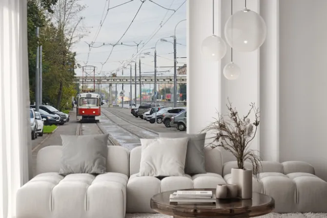 Naklejka: Трамвай в начале волоколамского шоссе (москва)